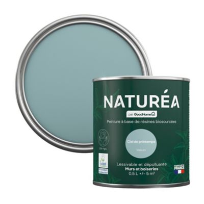 Peinture murs et boiseries bleu ciel de printemps velours GoodHome Naturéa 0.5 L
