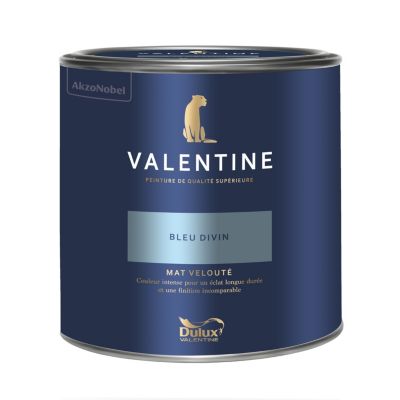 Peinture murs et boiseries bleu divin Dulux Valentine Mat Velouté 2 L