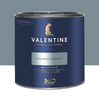 Peinture murs et boiseries bleu équinoxe paisible Dulux Valentine Mat Velouté 2 L