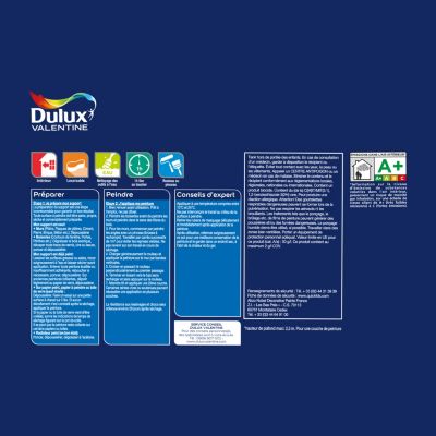 Peinture murs et boiseries bleu le bleu clait satin Dulux Valentine Si Simple ! 2.5 L