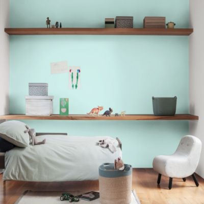 Peinture murs et boiseries bleu le bleu clait satin Dulux Valentine Si Simple ! 2.5 L