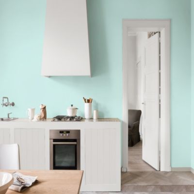 Peinture murs et boiseries bleu le bleu clait satin Dulux Valentine Si Simple ! 2.5 L