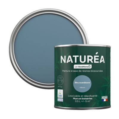 Peinture murs et boiseries bleu scandinave velours GoodHome Naturéa 0.5 L