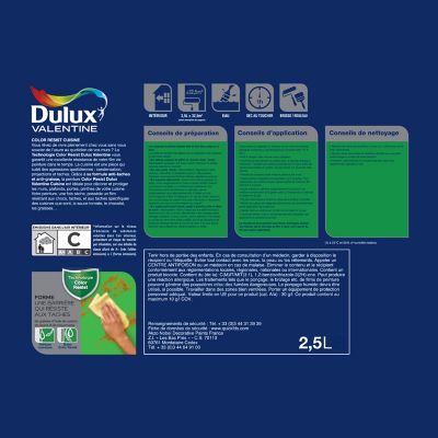 Peinture murs et boiseries Color Resist cuisine Dulux Valentine mat bleu marine 2,5L