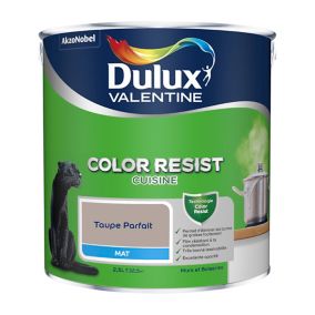 Peinture murs et boiseries Color Resist cuisine Dulux Valentine mat taupe parfait 2,5L