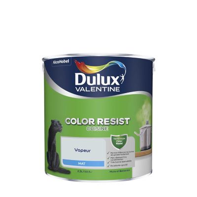 Peinture murs et boiseries Color Resist cuisine Dulux Valentine mat vapeur 2,5L