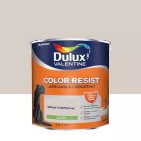 Peinture murs et boiseries Color Resist Dulux Valentine satin beige intemporel 2,5L