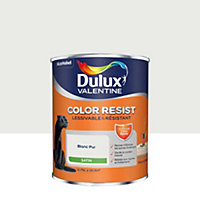 Peinture murs et boiseries Color Resist Dulux Valentine satin blanc pur 0,75L