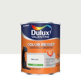 Peinture murs et boiseries Color Resist Dulux Valentine satin blanc pur 0,75L