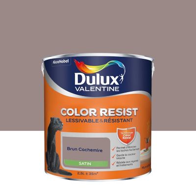 Peinture murs et boiseries Color Resist Dulux Valentine satin brun cachemire 2,5L