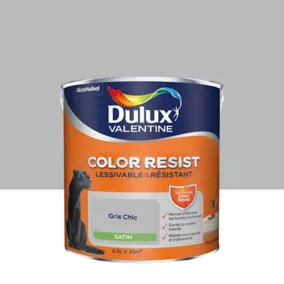 Peinture murs et boiseries Color Resist Dulux Valentine satin gris chic 2,5L