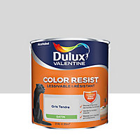 Peinture murs et boiseries Color Resist Dulux Valentine satin gris tendre 2,5L