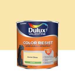 Peinture murs et boiseries Color Resist Dulux Valentine satin jaune citron 2,5L