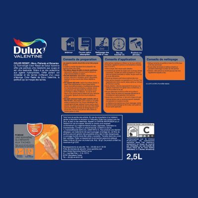 Peinture murs et boiseries Color Resist Dulux Valentine satin lin d'été 2,5L