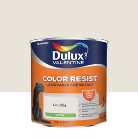 Peinture murs et boiseries Color Resist Dulux Valentine satin lin d'été 2,5L