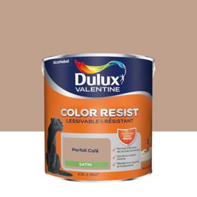 Peinture murs et boiseries Color Resist Dulux Valentine satin parfait café 2,5L