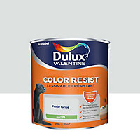 Peinture murs et boiseries Color Resist Dulux Valentine satin perle grise 2,5L