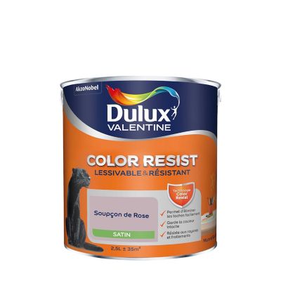 Peinture murs et boiseries Color Resist Dulux Valentine satin soupçon de rose 2,5L