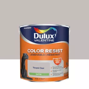 Peinture murs et boiseries Color Resist Dulux Valentine satin taupe clair 2,5L