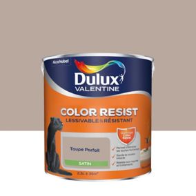 Peinture murs et boiseries Color Resist Dulux Valentine satin taupe parfait 2,5L