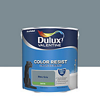 Peinture murs et boiseries Color Resist salle de bains Dulux Valentine satin bleu gris 2,5L