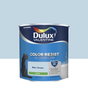 Peinture murs et boiseries Color Resist salle de bains Dulux Valentine satin bleu tendre 2,5L
