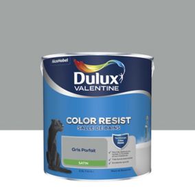 Peinture murs et boiseries Color Resist salle de bains Dulux Valentine satin gris parfait 2,5L