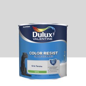 Peinture murs et boiseries Color Resist salle de bains Dulux Valentine satin gris tendre 2,5L