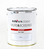 Peinture murs et boiseries COLOURS Classic blanc brillant 2,5L