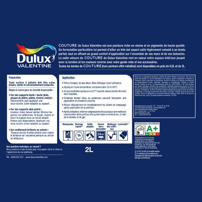 Peinture murs et boiseries Couture de Dulux Valentine satin velours tulle corail 2L