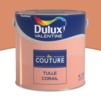 Peinture murs et boiseries Couture de Dulux Valentine satin velours tulle corail 2L