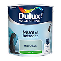 Peinture murs et boiseries Dulux Valentine bleu aqua satin 2,5L