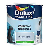 Peinture murs et boiseries Dulux Valentine bleu tendre satin 2,5L