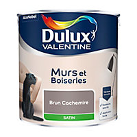 Peinture murs et boiseries Dulux Valentine brun cachemire satin 2,5L