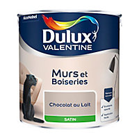 Peinture murs et boiseries Dulux Valentine chocolat au lait satin 2,5L