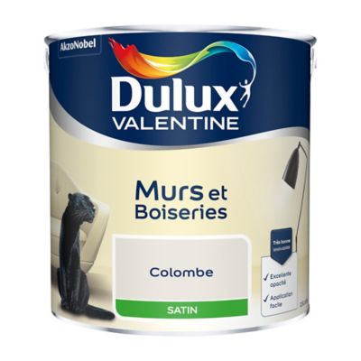 Peinture murs et boiseries Dulux Valentine colombe satin 2,5L