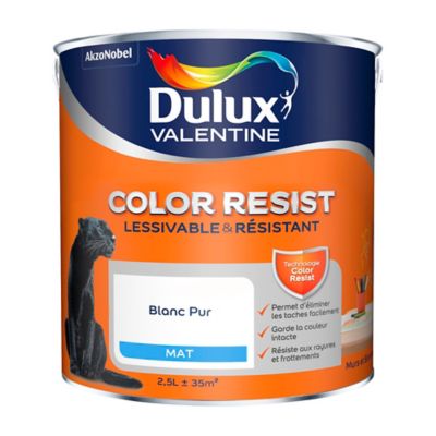 peinture murs et boiseries dulux valentine color resist blanc pur 2 5l castorama