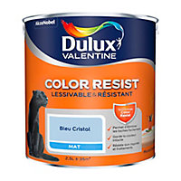 Peinture murs et boiseries Dulux Valentine Color Resist bleu cristal mat 2,5L