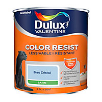 Peinture murs et boiseries Dulux Valentine Color Resist bleu cristal satin 2,5L