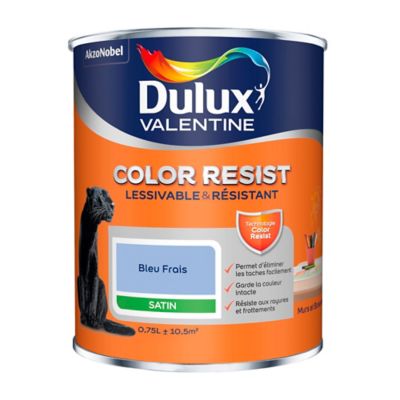Peinture Murs Et Boiseries Dulux Valentine Color Resist Bleu Frais Satin 0 75l Castorama