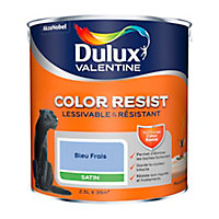 Peinture murs et boiseries Dulux Valentine Color Resist bleu frais satin 2,5L