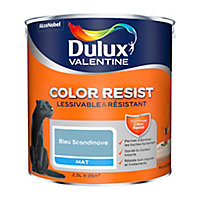 Peinture murs et boiseries Dulux Valentine Color Resist bleu scandinave mat 2,5L
