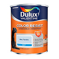 Peinture murs et boiseries Dulux Valentine Color Resist bleu tendre mat 0,75L