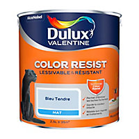 Peinture murs et boiseries Dulux Valentine Color Resist bleu tendre mat 2,5L
