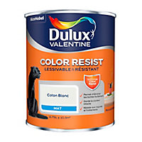 Peinture murs et boiseries Dulux Valentine Color Resist coton blanc mat 0,75L