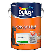 Peinture murs et boiseries Dulux Valentine Color Resist coton blanc satin 5L