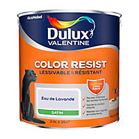Peinture murs et boiseries Dulux Valentine Color Resist eau lavande satin 2,5L