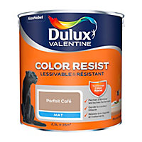 Peinture murs et boiseries Dulux Valentine Color Resist parfait café mat 2,5L