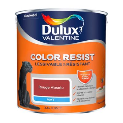 Peinture Murs Et Boiseries Dulux Valentine Color Resist Rouge Absolu Mat 2 5l Castorama