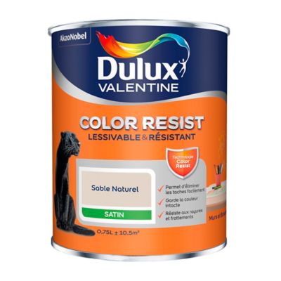Peinture murs et boiseries Dulux Valentine Color Resist sable naturel satin  0,75L | Castorama